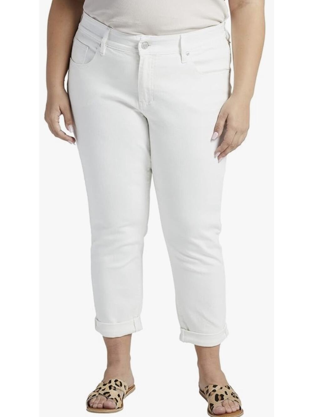 JAG Carter Jeans Size 16W NWT Midrise Girlfriend White Plus Curvy Cotton Stretch